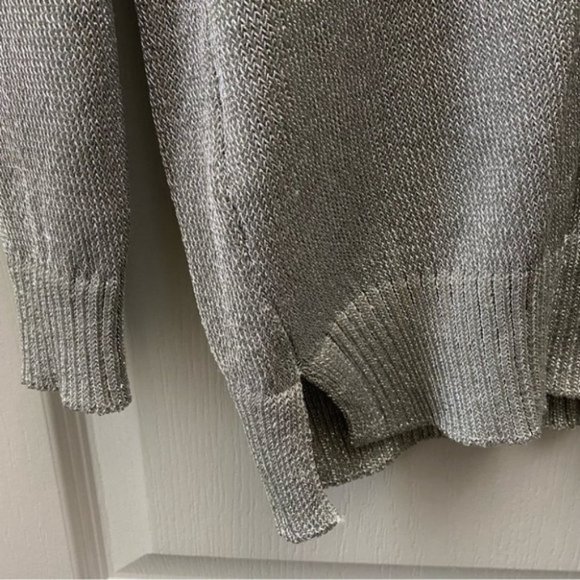 Topshop Sweater Draped Fit Double V Neck Silver Metallic Pullover Small NWT - Picture 10 of 10